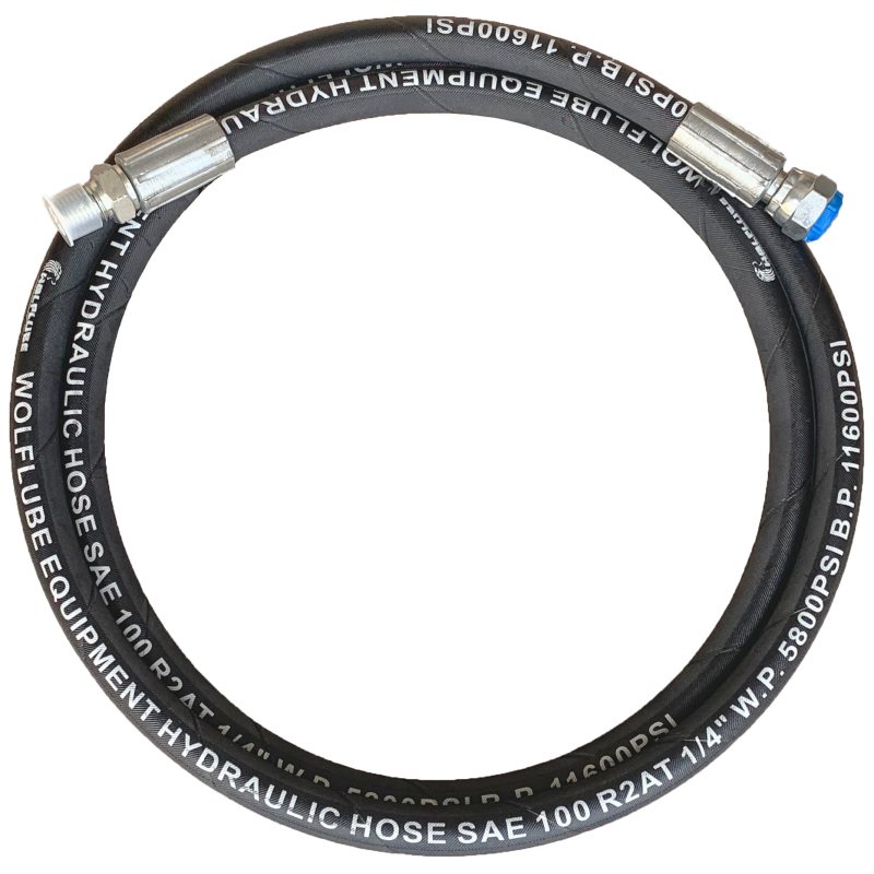 Hose Connection - Wolflube Hydraulic R2 - For Grease - 2,610 PSI W.P - 3/8" - 10' - M3/8" x F3/8"